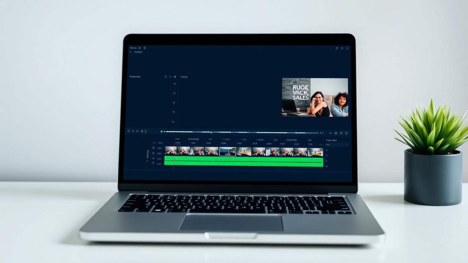 Οθόνη laptop με πρόγραμμα επεξεργασίας βίντεο και χρονογραμμή